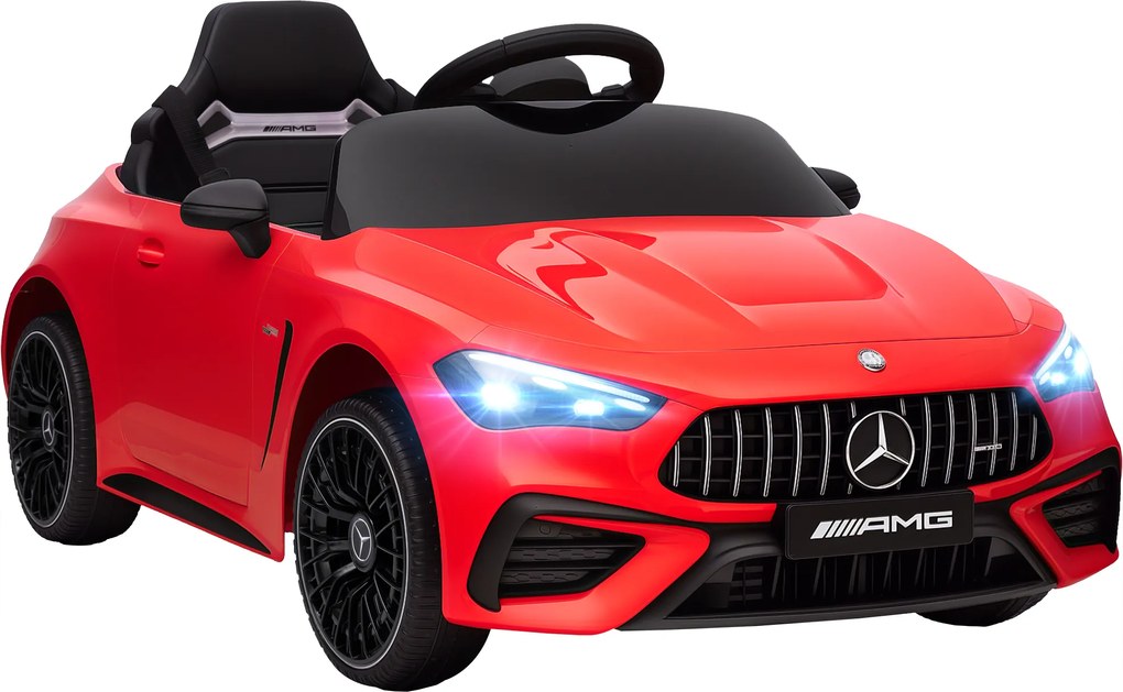 AIYAPLAY Carro elétrico infantil, design Mercedes, motores 12V, controlo remoto, luzes LED, música, para crianças de 3-6 anos, Vermelho | Aosom Portugal