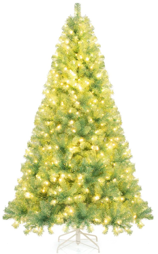 Árvore de Natal artificial de 180 cm com iluminação Árvore de abeto com luzes LED brancas quentes Verde