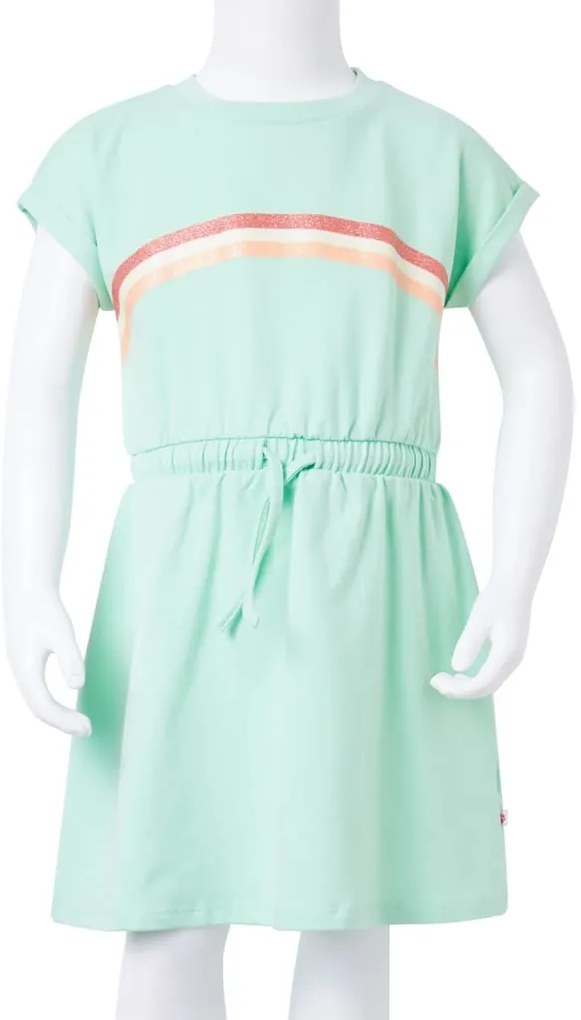 Vestido de criança com cordão verde brilhante 116