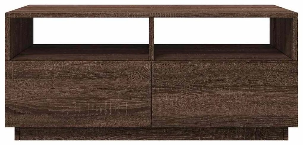 Mesa de centro com luzes LED 90x49x40 cm carvalho castanho