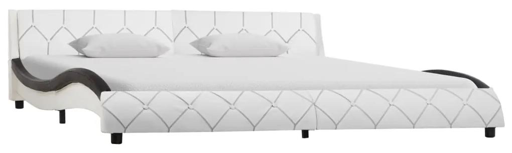 Estrutura de cama 180x200 cm couro artificial branco e preto