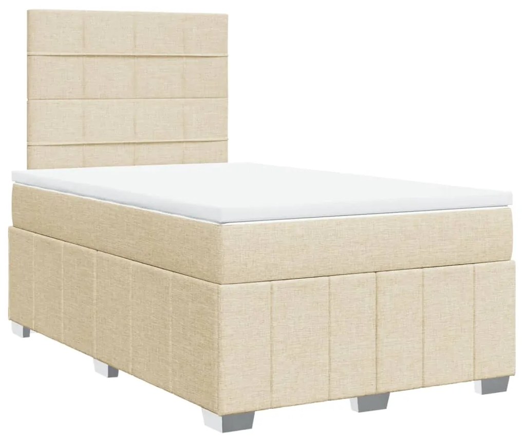 Cama boxspring com colchão 120x190 cm tecido cor creme