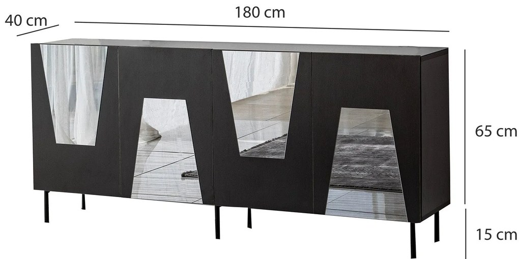 Console Venice – Preto Fumê – 180x80x40 cm