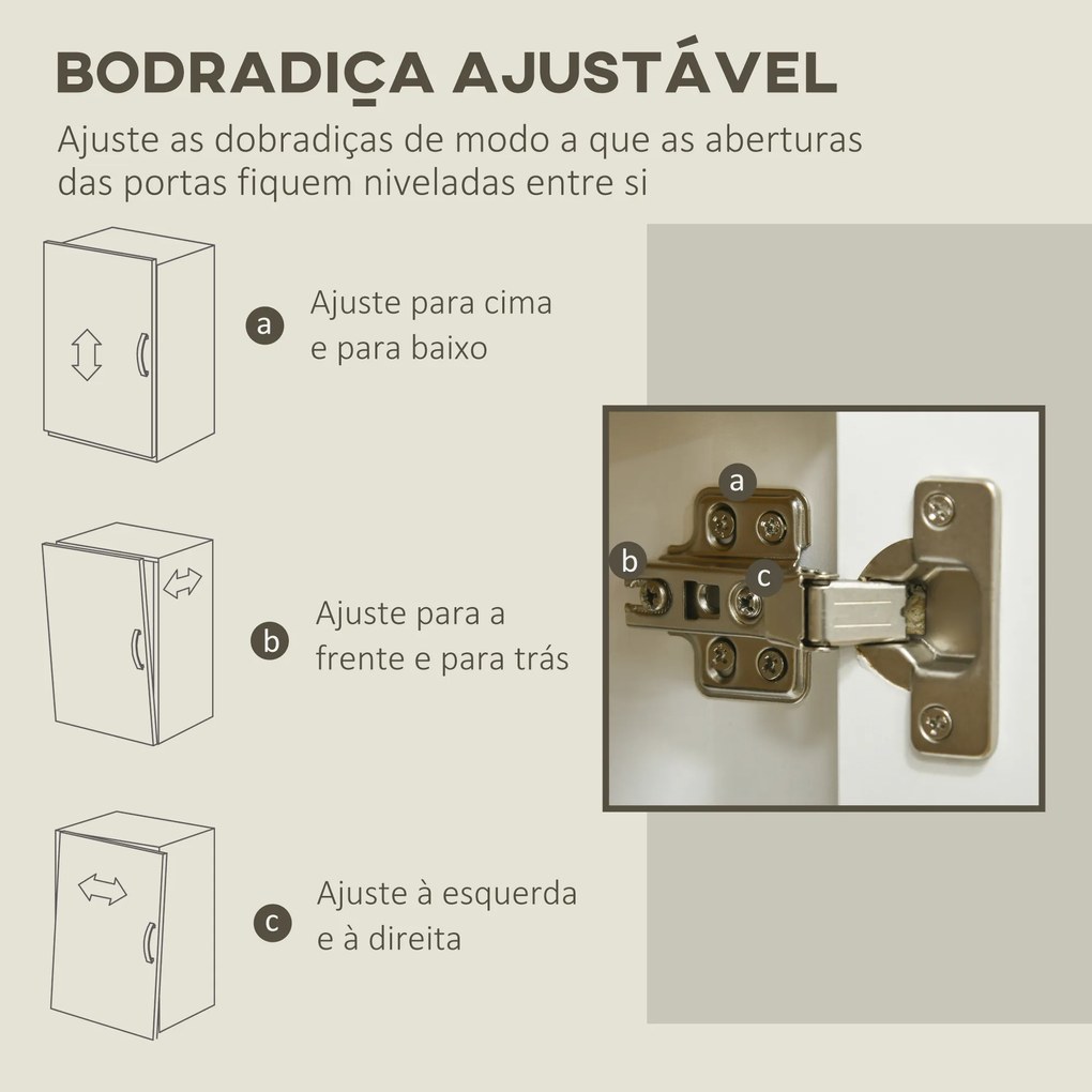 HOMCOM Aparador de Sala de Estar Armário de Armazenamento Móvel Auxiliar de Cozinha com 2 Portas e Prateleira Ajustável para Sala de Jantar Entrada 80x37x75 cm Branco e Madeira