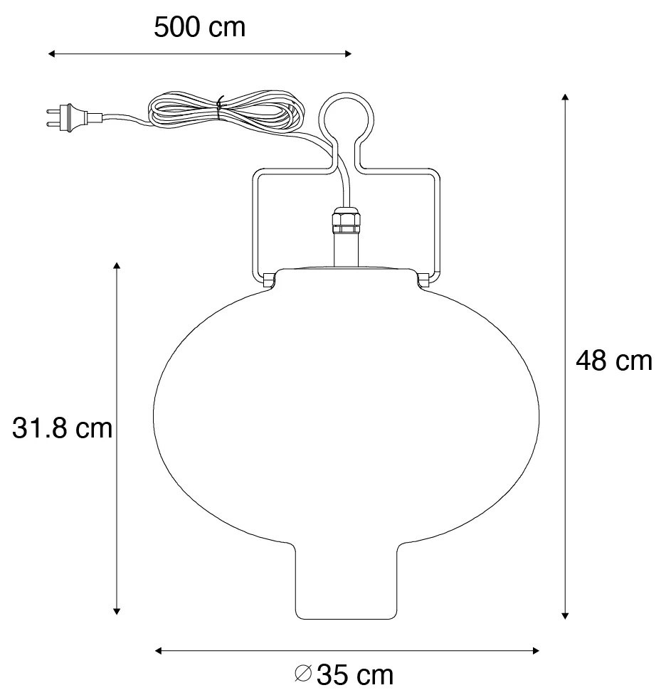 LED Candeeiro Pendente Inteligente para Exterior Branco 35cm com Ficha Vermelha Incl. Wifi A60 - Pion Moderno