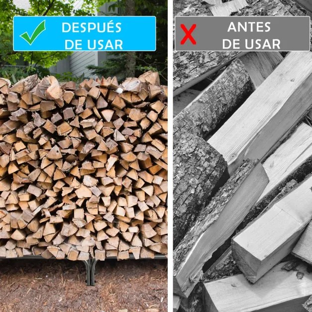 Suporte para Lenha 122,5 Suporte feito de ferro durável com capa de PVC à prova d'água 122,5x35,5x122,5 cm