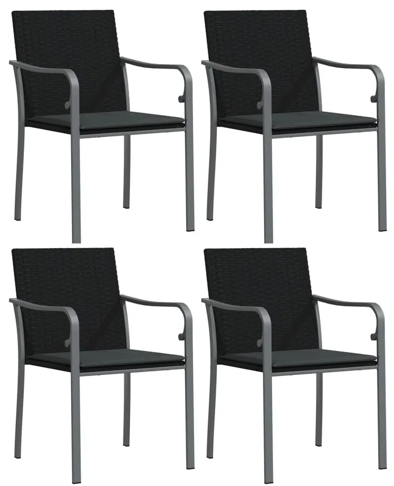 5 pcs conjunto de jantar p/ jardim c/ almofadões vime PE e aço