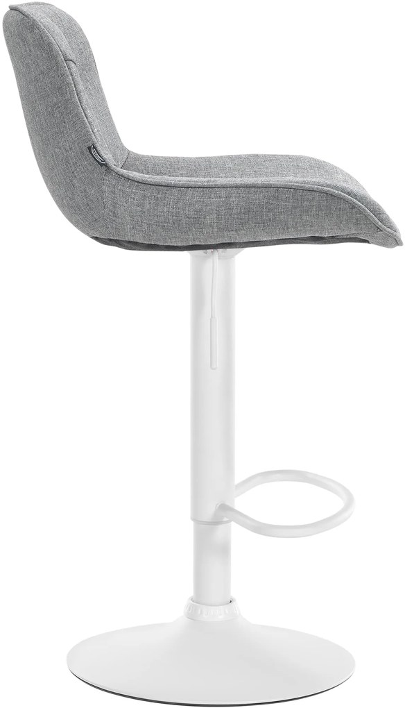 Banco alto em tecido com estrutura branca 85-106 x 49 x 51 cm cinzento