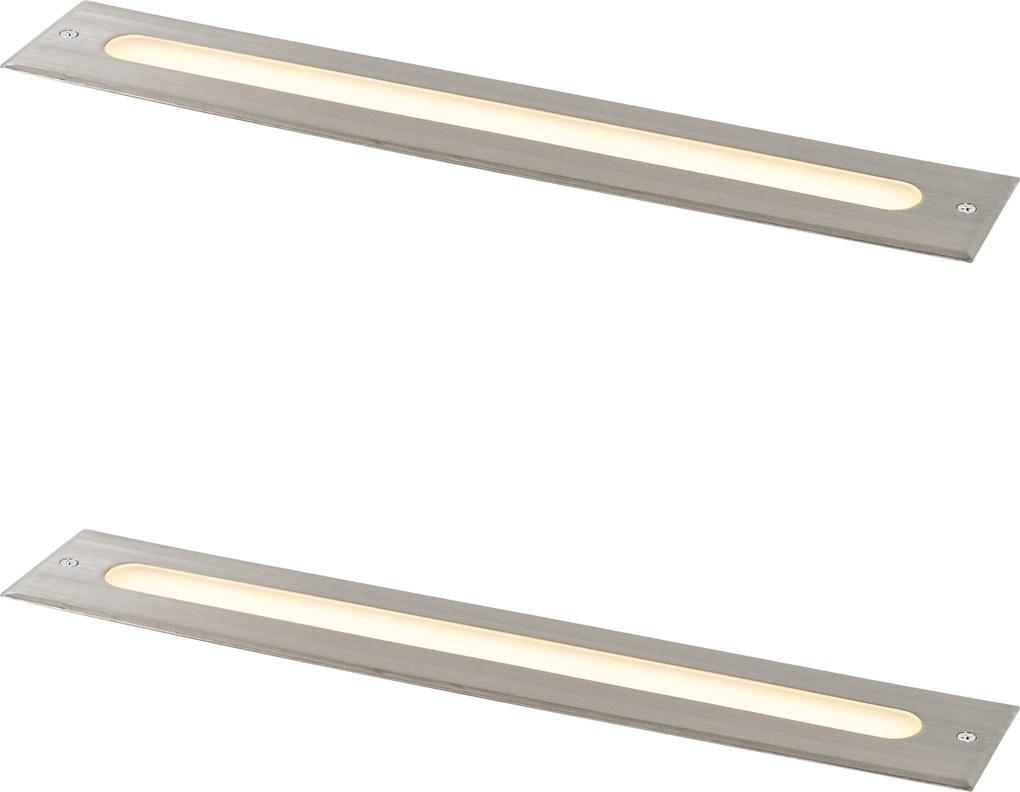 Conjunto de 2 projetores de chão modernos aço 50 cm incluindo LED IP65 - Eline