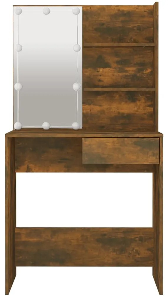 Toucador com LEDs 74,5x40x141 cm cor carvalho fumado
