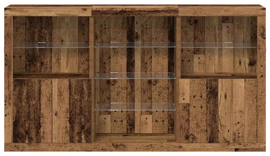 Aparador com Luzes LED Madeira Velha 181,5 x 37 x 100 cm Madeira de En