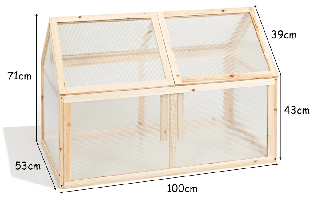 Mini Estufa de Madeira para vasos ao ar livre para Varanda e Varanda de Jardim 100 x 53 x 71 cm