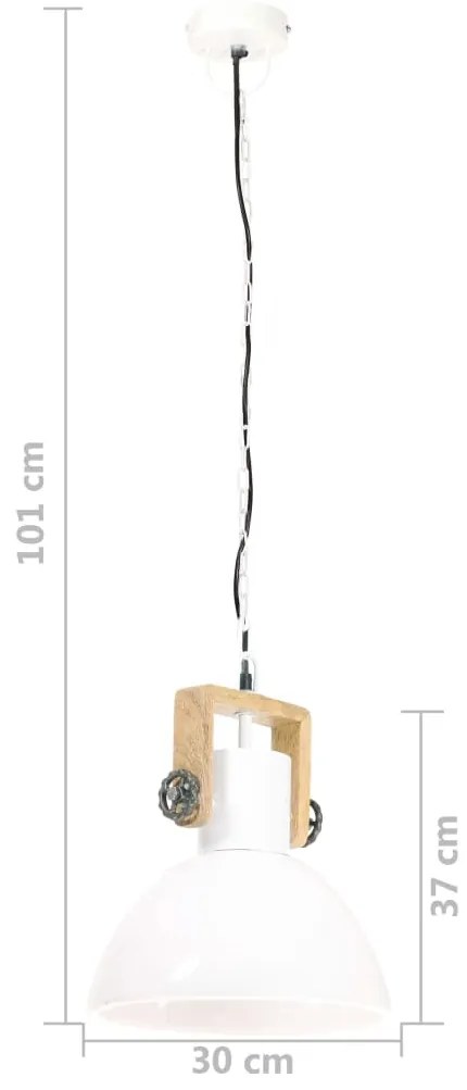 Candeeiro suspenso industrial redondo 25 W 30 cm E27 branco