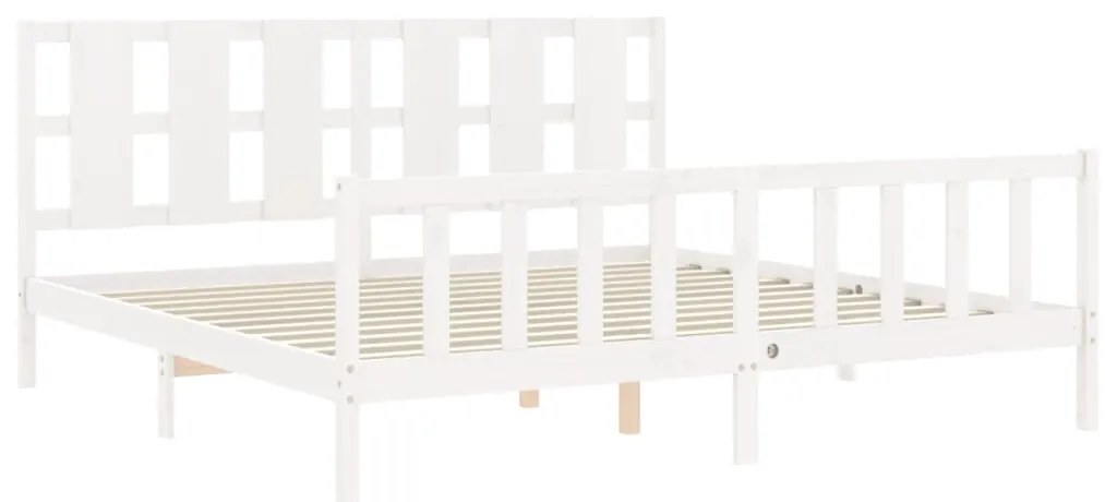 Estrutura de cama com cabeceira 180x200cm madeira maciça branco