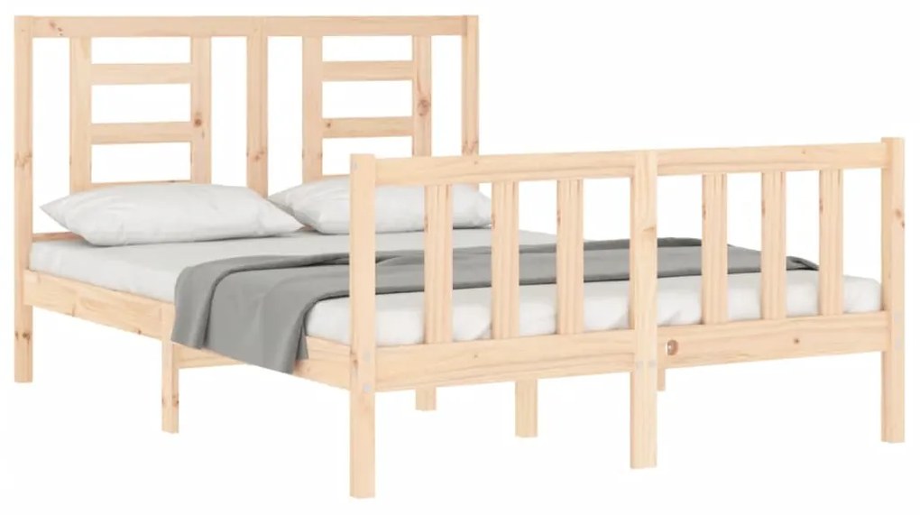 Estrutura de cama com cabeceira 140x190 cm madeira maciça