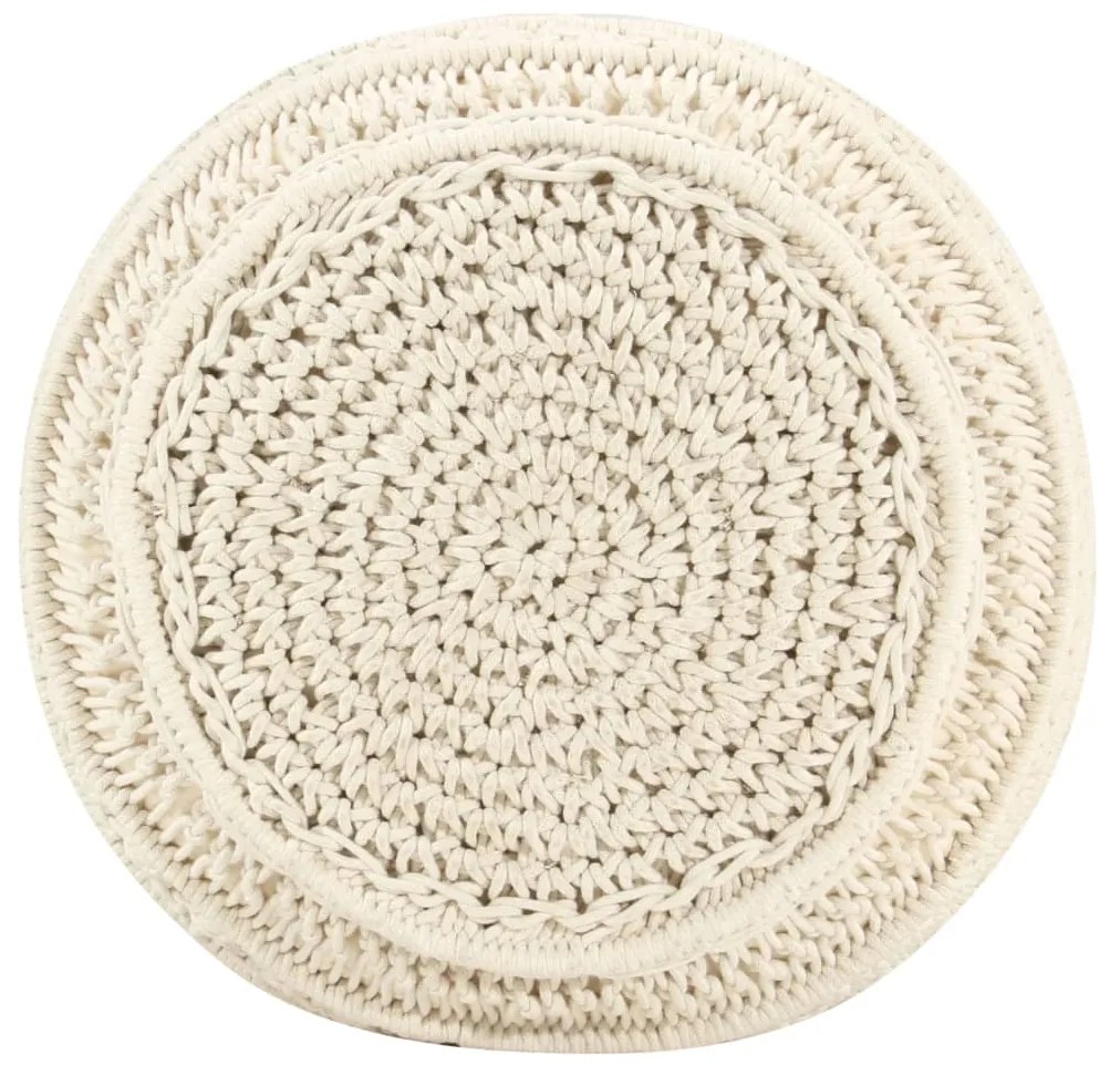 Pufe artesanal macramé 45x30 cm algodão