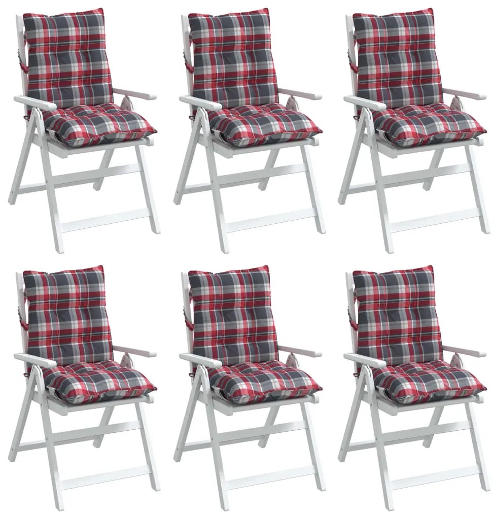 Almofadões cadeira encosto baixo 6 pcs oxford xadrez vermelho