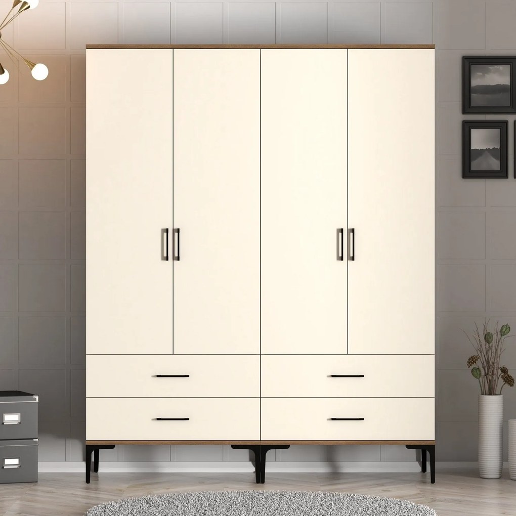 Guarda-Roupa Kumsal TT – Nogueira e Creme – 160x47,5x201,4 cm