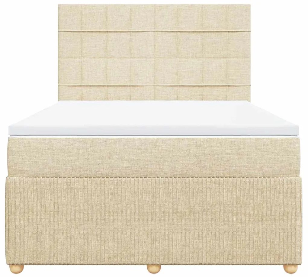 Cama com molas/colchão 160x200 cm tecido cor creme