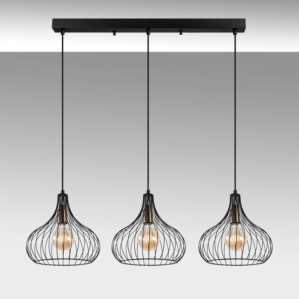 Candeeiro Suspenso Teldamla – Preto Antique – 76 x 22 x 120 cm