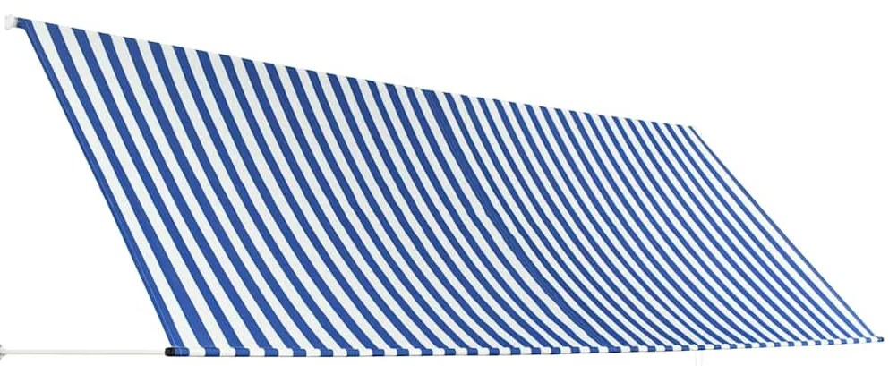 Toldo retrátil 400x150 cm azul e branco