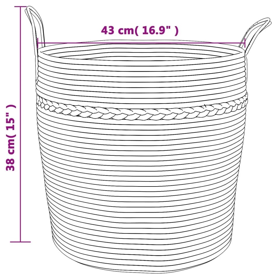 Cesto de arrumação Ø43x38 cm algodão cinzento e branco