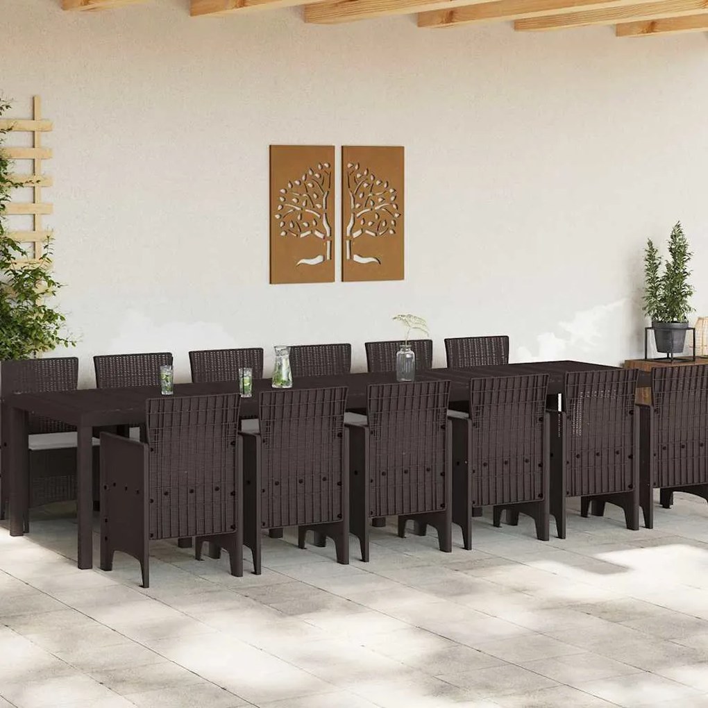 Conjunto de Jantar de Jardim 13 pcs Castanho Grande