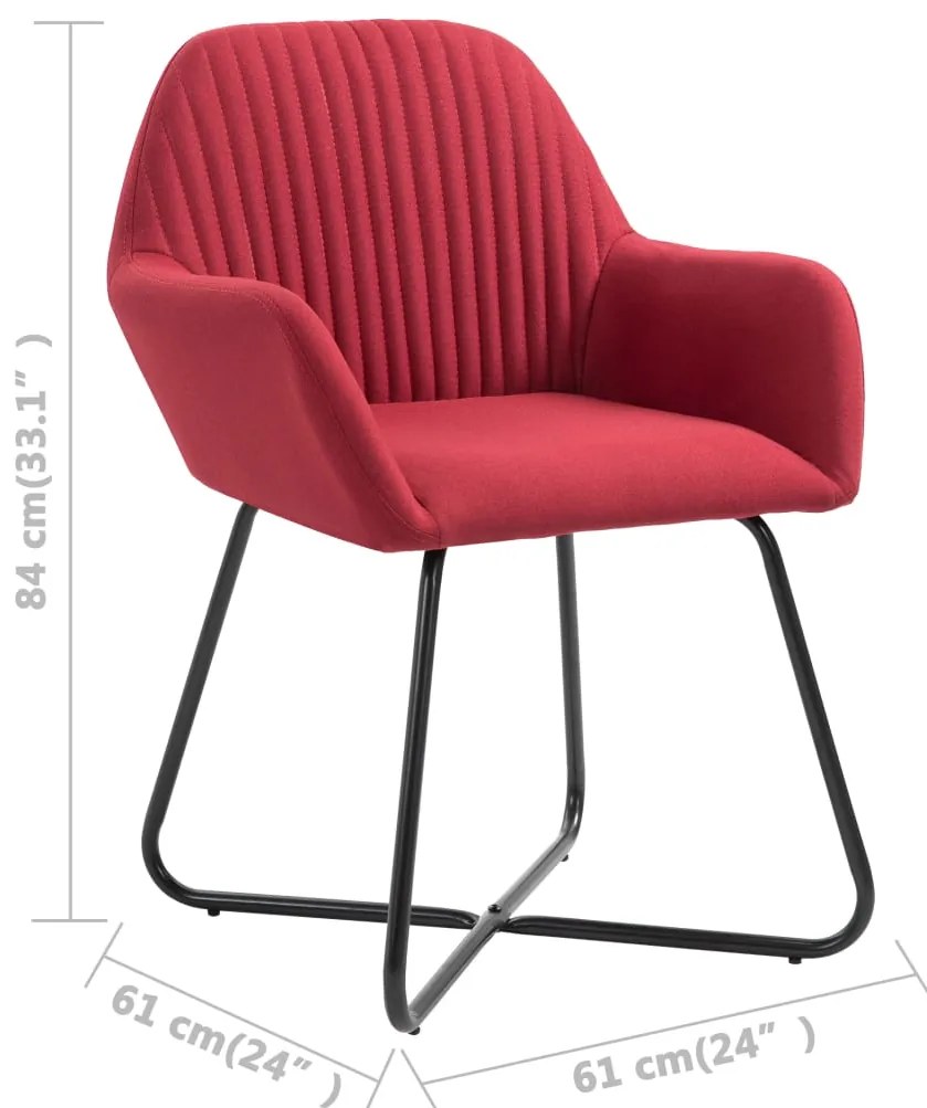 Cadeiras de jantar 2 pcs tecido vermelho tinto