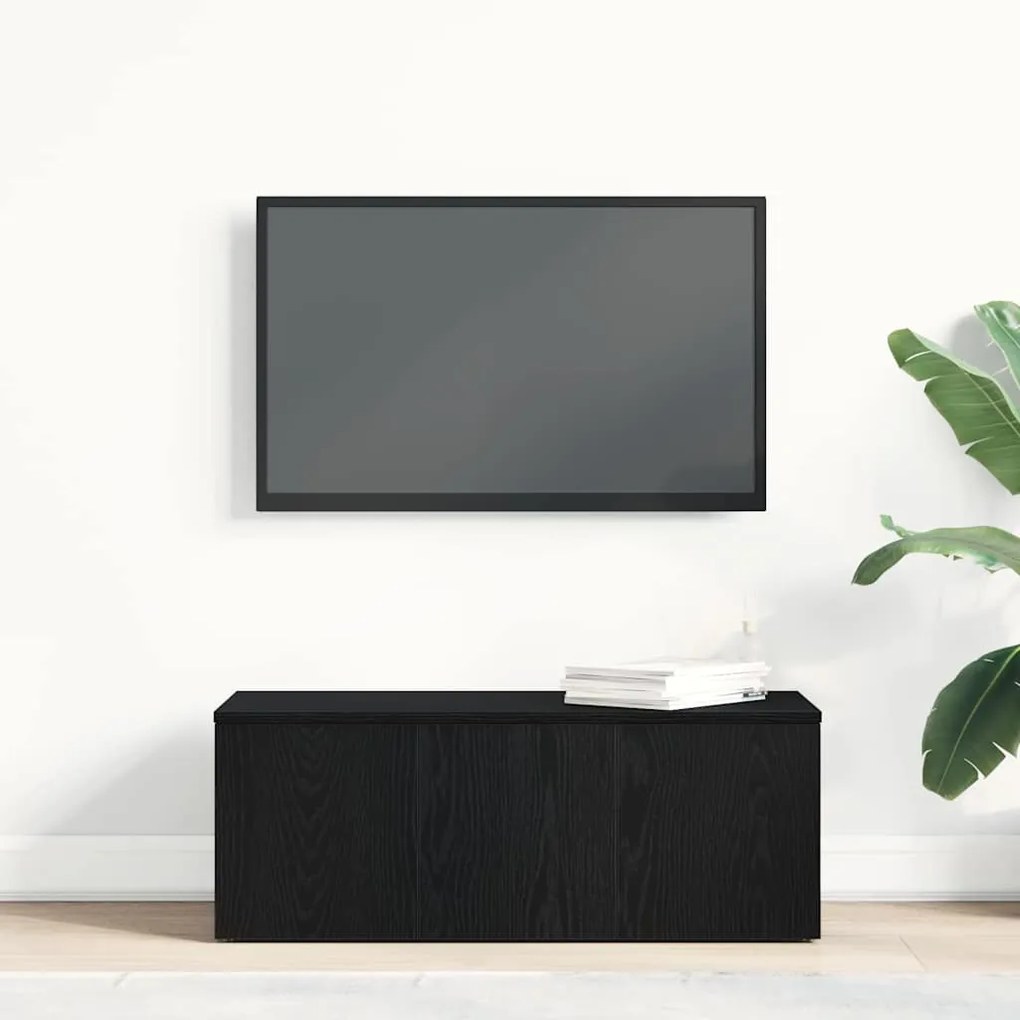 Armário para televisão vidaXL Preto Carvalho 80x34x30 cm Madeira engen