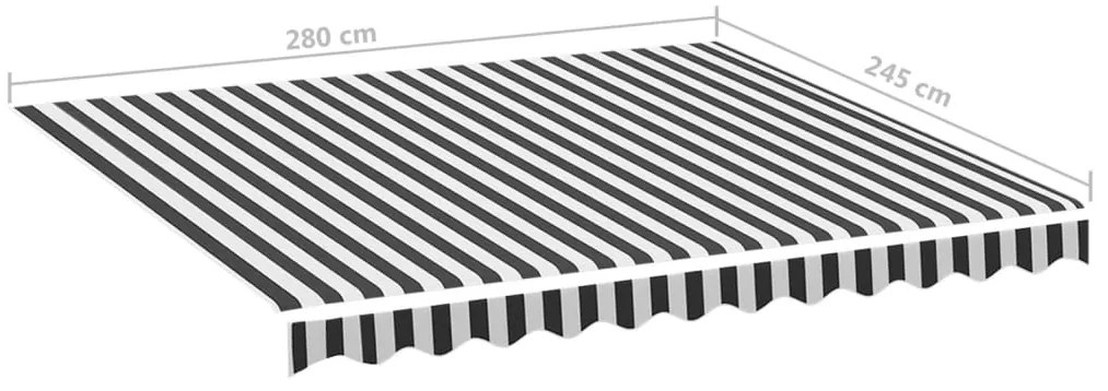 Tecido de substituição para toldo 3x2,5 m antracite e branco