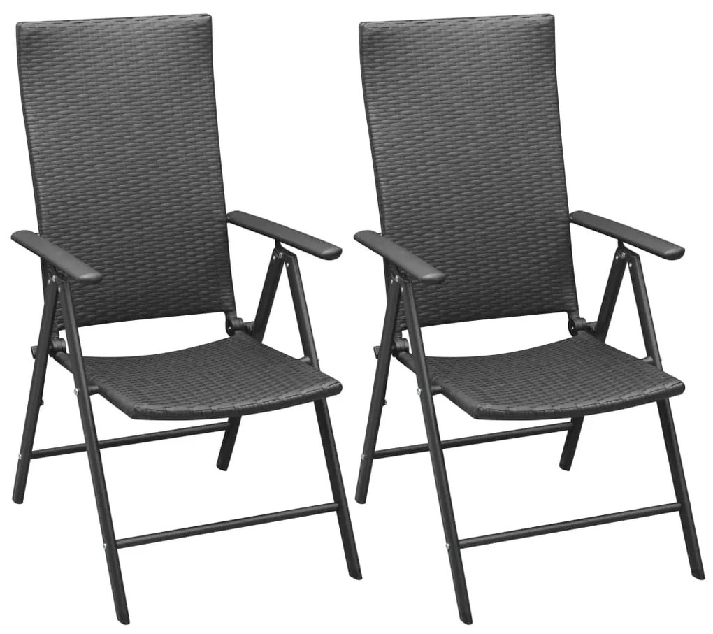 vidaXL Cadeiras de jardim empilháveis 2 pcs vime PE preto