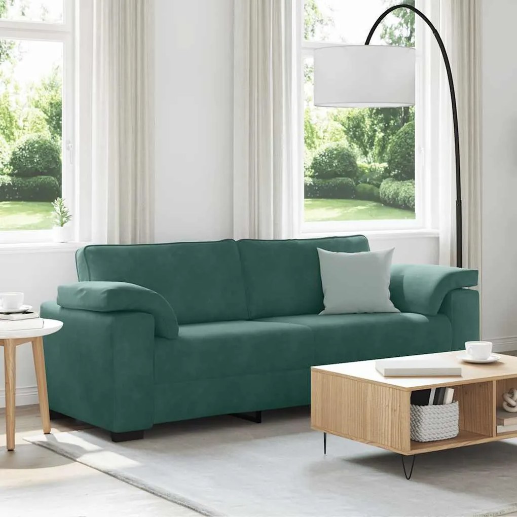 Sofá de 3 lugares 178 cm veludo verde-escuro