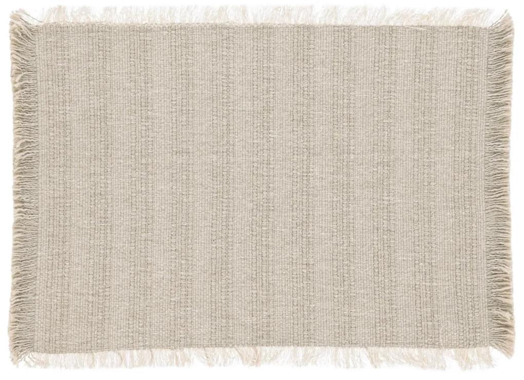 Kave Home - Set Aicha de 2 individuais 100% algodão franjas bege e castanho 35 x 50 cm