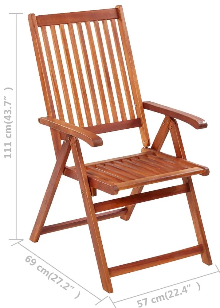 Cadeiras de jardim dobráveis c/ almofadões 3 pcs acácia maciça