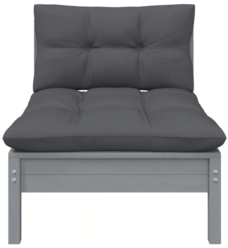5 pcs conjunto lounge de jardim c/ almofadões pinho maciço