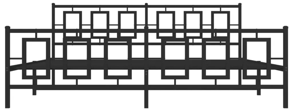 Estrutura de cama com cabeceira e pés 193x203 cm metal preto