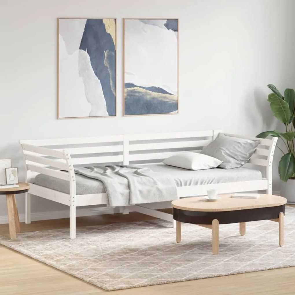 Sofá-cama sem colchão 80x200 cm madeira de pinho maciça branco