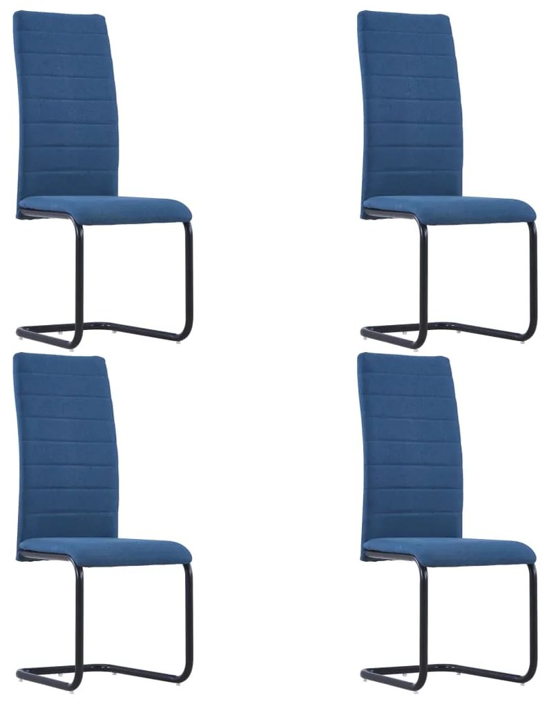 vidaXL Cadeiras de jantar cantilever 4 pcs tecido azul