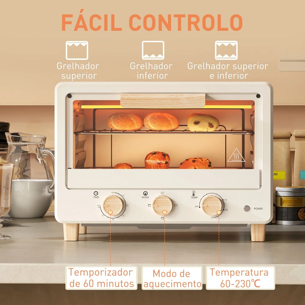 Forno Elétrico de Mesa Mini Forno de 16L Forno Elétrico com Porta de V