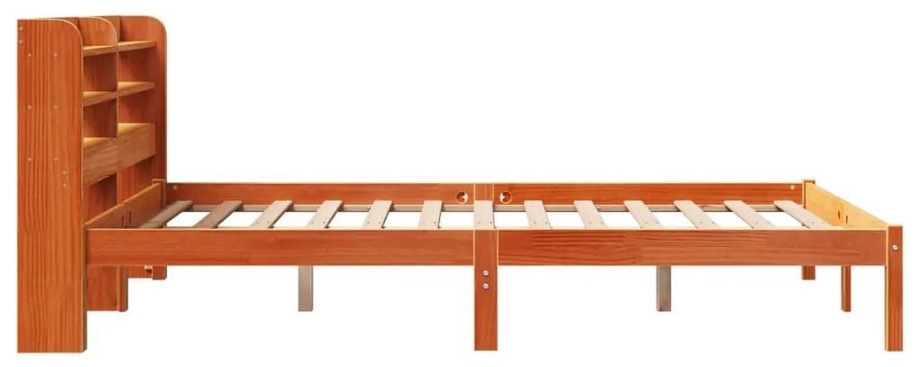 Estrutura cama c/ cabeceira 140x200cm pinho maciço castanho-mel