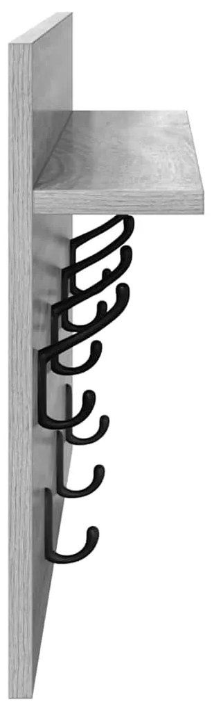 Cabideiro de Parede Sonoma cinzento 60 x 40 x 12 cm
