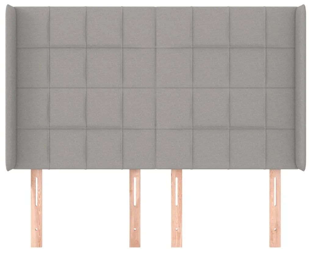 Cabeceira cama c/ abas tecido 147x16x118/128 cm cinzento-claro