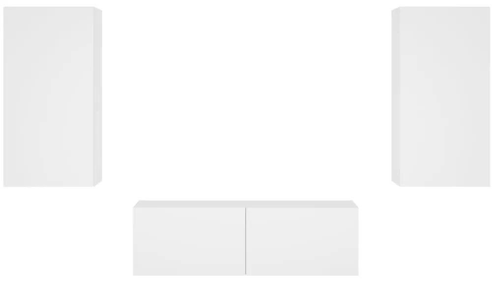 3 pcs móveis de parede para TV com luzes LED branco