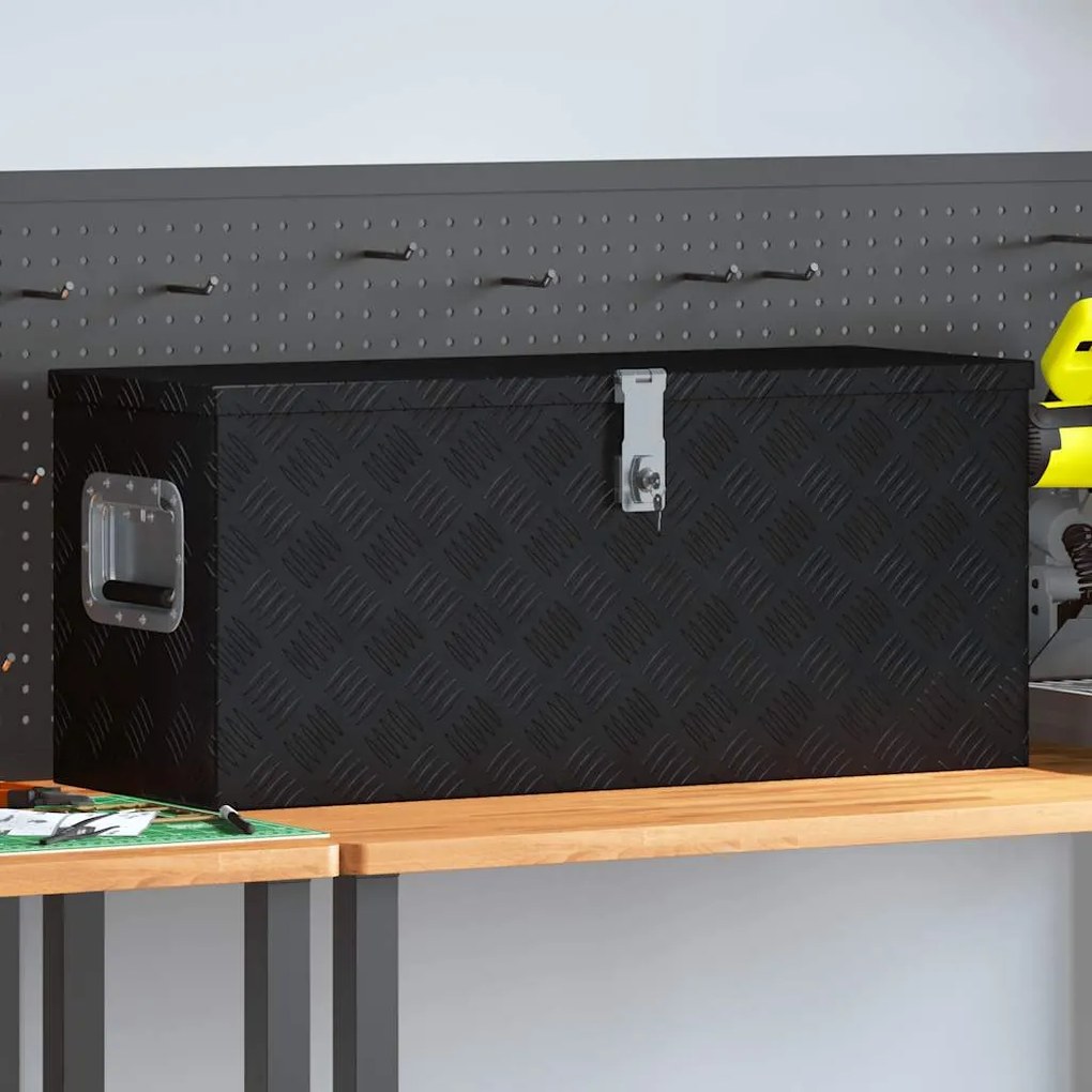 vidaXL Caixa de alumínio 80x30x35 cm preto
