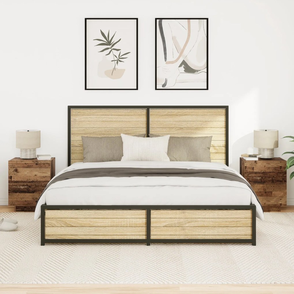 Cômodas vidaXL com Luzes LED 2 pcs Madeira Antiga 45x40x55 cm