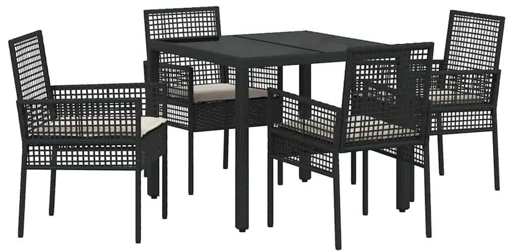 Conjunto de Jantar para Jardim 5 pcs Preto 90 x 90 x 75 cm