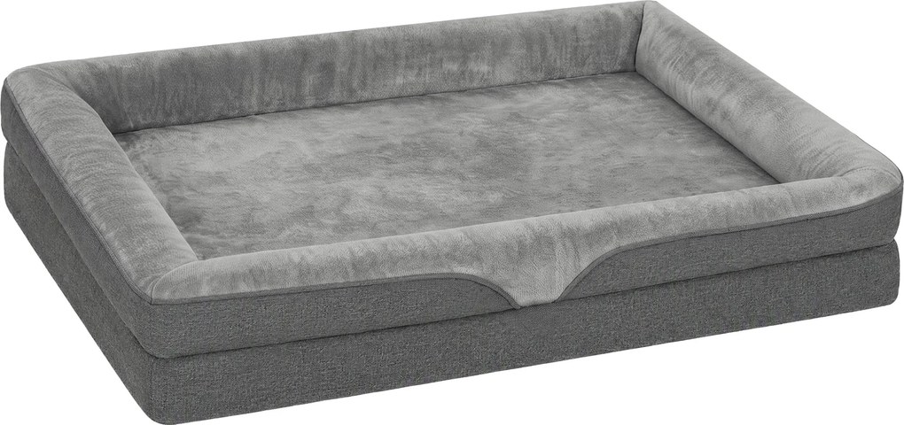 PawHut Cama para Cães com Laterais Elevadas Base Antiderrapante Aparência de Linho Lavável Almofada para Cães Resistente a Respingo 91x68x16cm | Aosom Portugal