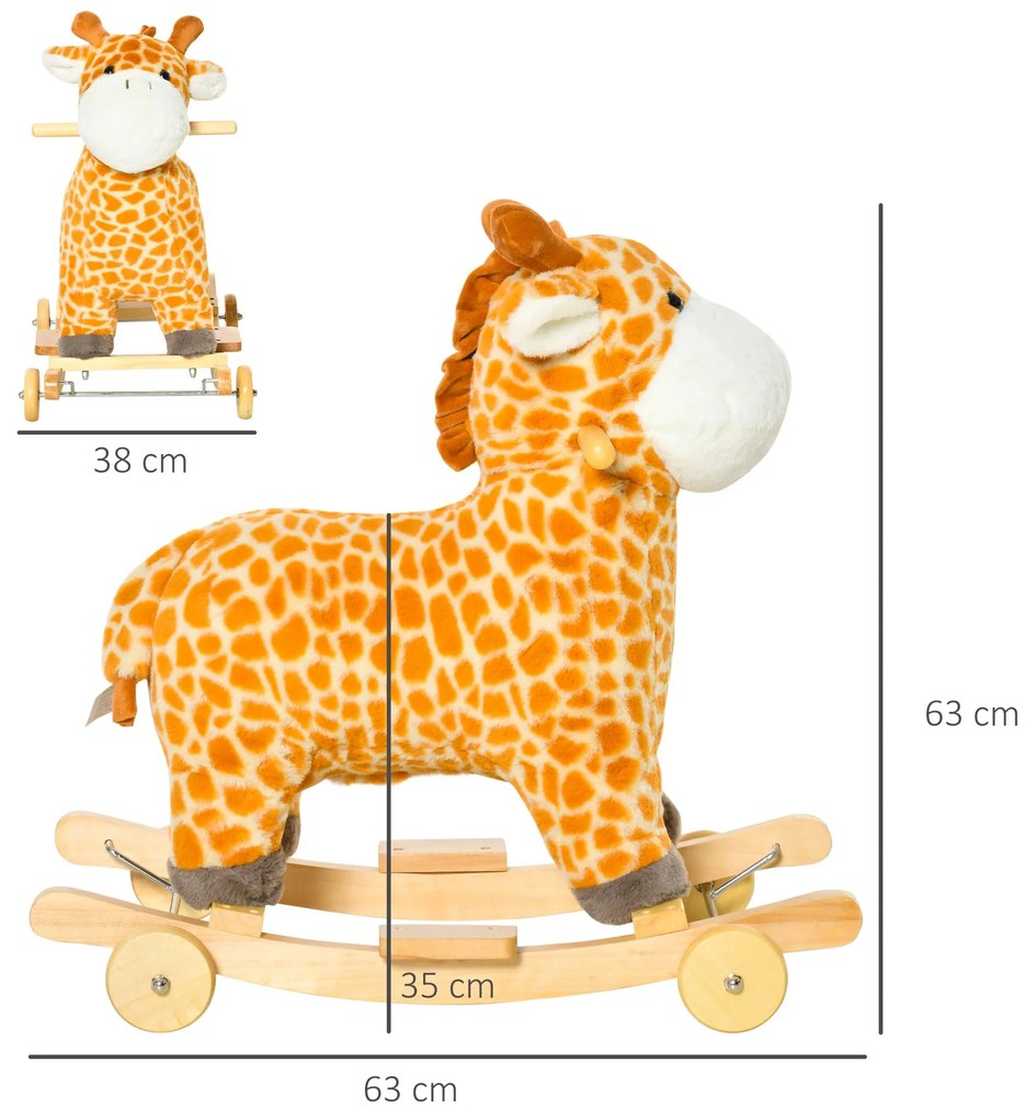 HOMCOM Baloiço Infantil em Forma de Girafa para Crianças acima de 3 An