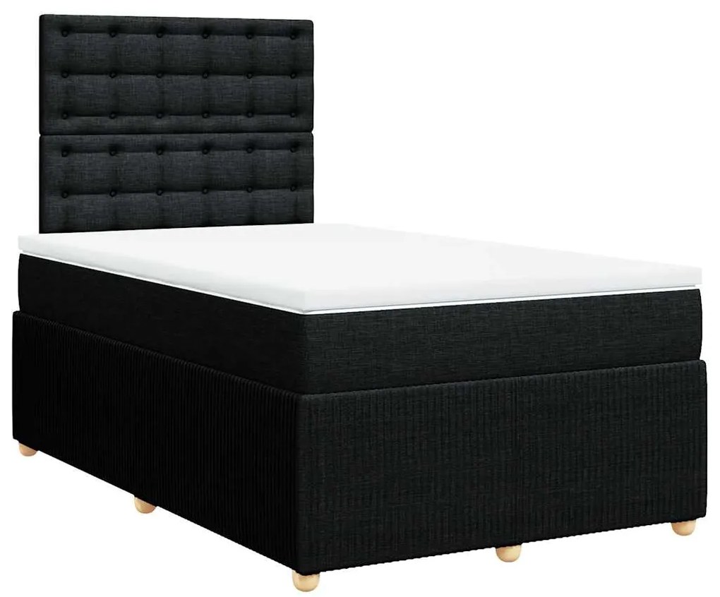 Cama boxspring com colchão 120x190 cm tecido preto