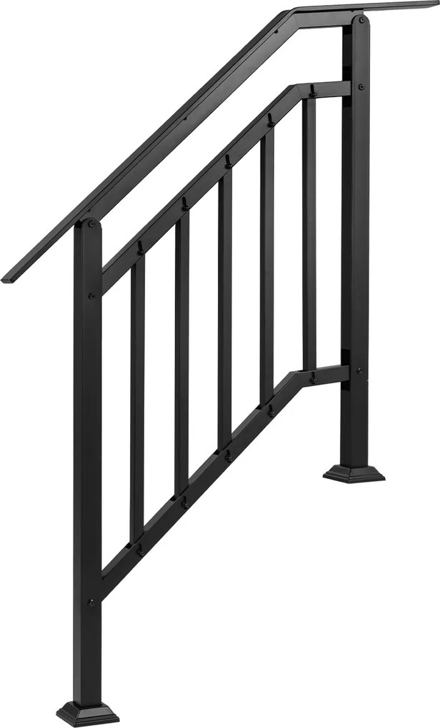 Conjunto de 2 Corrimãos de Proteção Lateral para Escadas, 96-104,5 x 9 x 133-99 cm, Ajustáveis, Preto